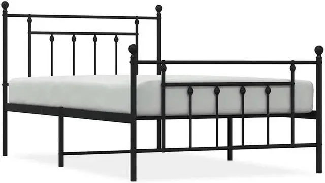 Alt view image 2 of 7 - vidaXL 12 Inch Black Twin XL Bed Frame with Headboard & Footboard, Sturdy Metal Platform Bed Frame & Slats, Extra Under Bed Storage, No Box Spring Needed, without Mattress