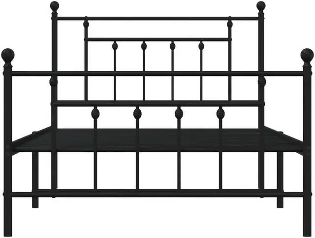 Alt view image 6 of 7 - vidaXL 12 Inch Black Twin XL Bed Frame with Headboard & Footboard, Sturdy Metal Platform Bed Frame & Slats, Extra Under Bed Storage, No Box Spring Needed, without Mattress