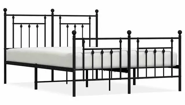 Alt view image 2 of 7 - vidaXL 12 Inch Black Queen Bed Frame with Headboard & Footboard, Sturdy Metal Platform Bed Frame & Slats, Extra Under Bed Storage, No Box Spring Needed, without Mattress
