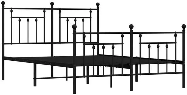Alt view image 3 of 7 - vidaXL 12 Inch Black Queen Bed Frame with Headboard & Footboard, Sturdy Metal Platform Bed Frame & Slats, Extra Under Bed Storage, No Box Spring Needed, without Mattress