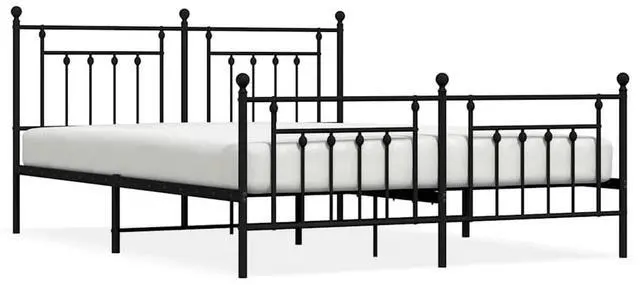 Alt view image 2 of 7 - vidaXL 12 Inch Black California King Bed Frame with Headboard & Footboard, Sturdy Metal Platform Bed Frame & Slats, Extra Under Bed Storage, No Box Spring Needed, without Mattress