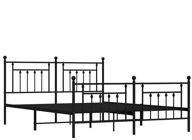 Alt view image 3 of 7 - vidaXL 12 Inch Black California King Bed Frame with Headboard & Footboard, Sturdy Metal Platform Bed Frame & Slats, Extra Under Bed Storage, No Box Spring Needed, without Mattress