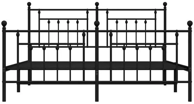 Alt view image 6 of 7 - vidaXL 12 Inch Black California King Bed Frame with Headboard & Footboard, Sturdy Metal Platform Bed Frame & Slats, Extra Under Bed Storage, No Box Spring Needed, without Mattress