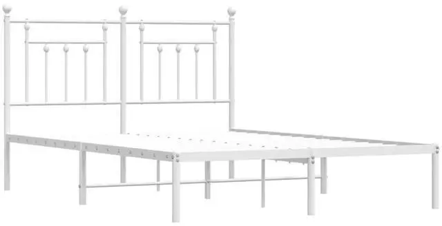 Alt view image 3 of 7 - vidaXL 12 Inch White Queen Bed Frame with Headboard, Sturdy Metal Platform Bed Frame & Slats, Extra Under Bed Storage, No Box Spring Needed, without Mattress