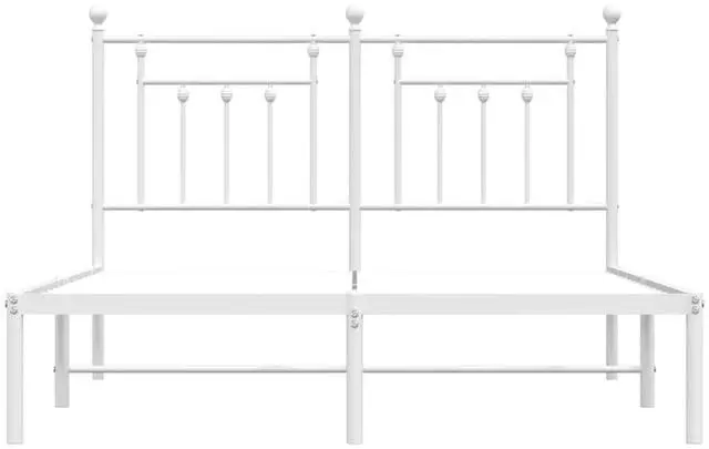 Alt view image 6 of 7 - vidaXL 12 Inch White Queen Bed Frame with Headboard, Sturdy Metal Platform Bed Frame & Slats, Extra Under Bed Storage, No Box Spring Needed, without Mattress
