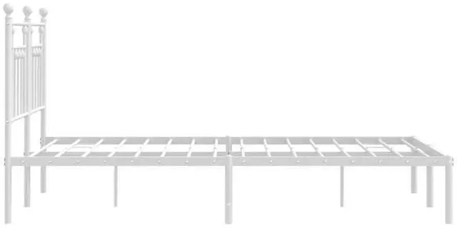 Alt view image 7 of 7 - vidaXL 12 Inch White Queen Bed Frame with Headboard, Sturdy Metal Platform Bed Frame & Slats, Extra Under Bed Storage, No Box Spring Needed, without Mattress