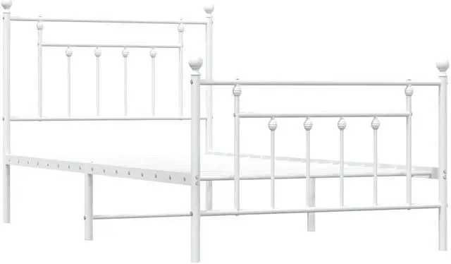 Alt view image 3 of 7 - vidaXL 12 Inch White Twin Bed Frame with Headboard & Footboard, Sturdy Metal Platform Bed Frame & Slats, Extra Under Bed Storage, No Box Spring Needed, without Mattress