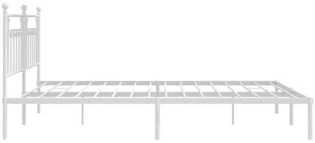 Alt view image 7 of 7 - vidaXL 12 Inch White King Size Bed Frame with Headboard, Sturdy Metal Platform Bed Frame & Slats, Extra Under Bed Storage, No Box Spring Needed, without Mattress