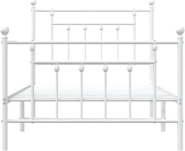 Alt view image 6 of 7 - vidaXL 12 Inch White Twin Bed Frame with Headboard & Footboard, Sturdy Metal Platform Bed Frame & Slats, Extra Under Bed Storage, No Box Spring Needed, without Mattress