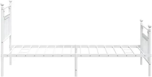Alt view image 7 of 7 - vidaXL 12 Inch White Twin Bed Frame with Headboard & Footboard, Sturdy Metal Platform Bed Frame & Slats, Extra Under Bed Storage, No Box Spring Needed, without Mattress