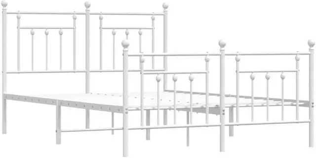 Alt view image 3 of 7 - vidaXL 12 Inch White Queen Bed Frame with Headboard & Footboard, Sturdy Metal Platform Bed Frame & Slats, Extra Under Bed Storage, No Box Spring Needed, without Mattress