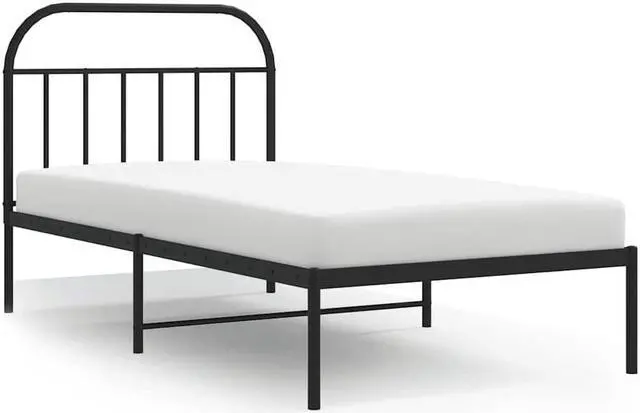 Alt view image 2 of 7 - vidaXL 12 Inch Black Twin XL Bed Frame with Headboard, Sturdy Metal Platform Bed Frame & Slats, Extra Under Bed Storage, No Box Spring Needed, without Mattress