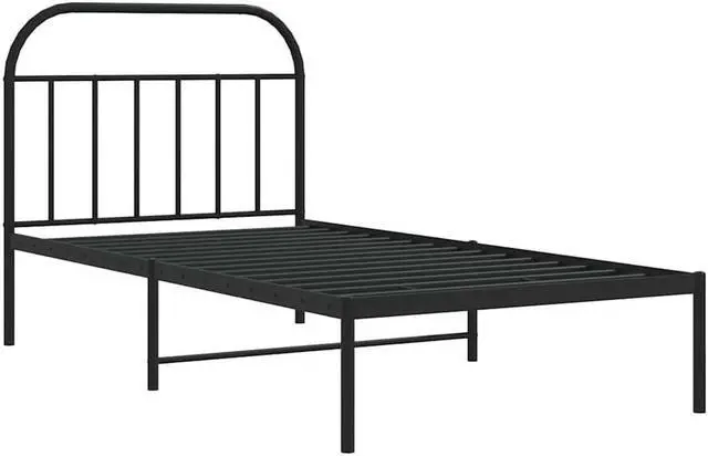 Alt view image 3 of 7 - vidaXL 12 Inch Black Twin XL Bed Frame with Headboard, Sturdy Metal Platform Bed Frame & Slats, Extra Under Bed Storage, No Box Spring Needed, without Mattress