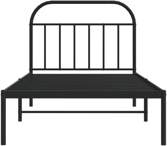 Alt view image 6 of 7 - vidaXL 12 Inch Black Twin XL Bed Frame with Headboard, Sturdy Metal Platform Bed Frame & Slats, Extra Under Bed Storage, No Box Spring Needed, without Mattress