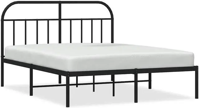Alt view image 2 of 7 - vidaXL 12 Inch Black Full Size Bed Frame with Headboard, Sturdy Metal Platform Bed Frame & Slats, Extra Under Bed Storage, No Box Spring Needed, without Mattress