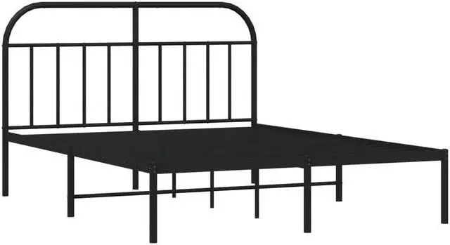Alt view image 3 of 7 - vidaXL 12 Inch Black Full Size Bed Frame with Headboard, Sturdy Metal Platform Bed Frame & Slats, Extra Under Bed Storage, No Box Spring Needed, without Mattress