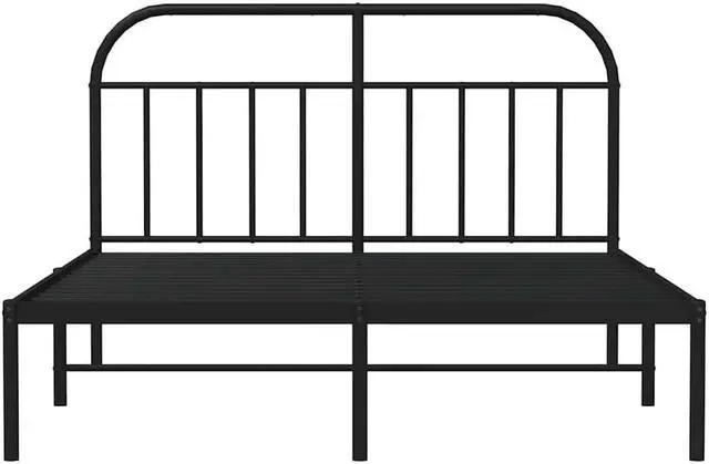 Alt view image 6 of 7 - vidaXL 12 Inch Black Full Size Bed Frame with Headboard, Sturdy Metal Platform Bed Frame & Slats, Extra Under Bed Storage, No Box Spring Needed, without Mattress