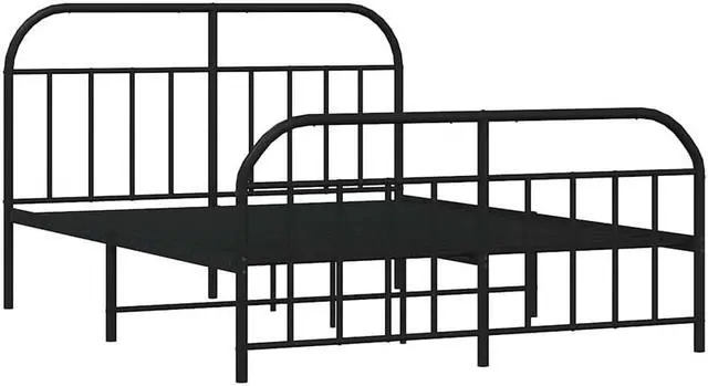 Alt view image 3 of 7 - vidaXL 12 Inch Black Full Size Bed Frame with Headboard & Footboard, Sturdy Metal Platform Bed Frame & Slats, Extra Under Bed Storage, No Box Spring Needed, without Mattress