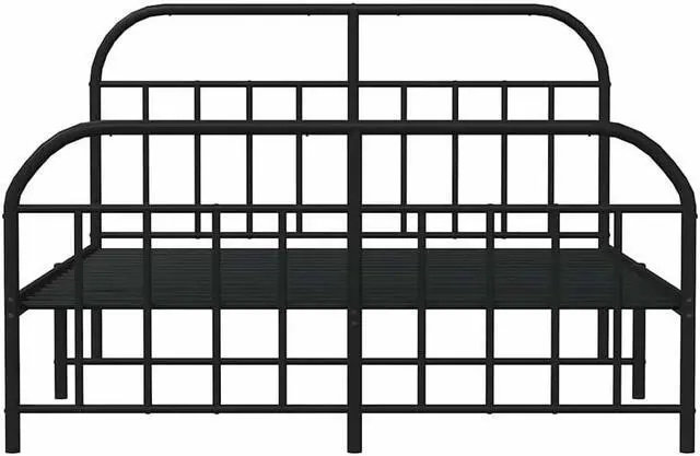Alt view image 6 of 7 - vidaXL 12 Inch Black Queen Bed Frame with Headboard & Footboard, Sturdy Metal Platform Bed Frame & Slats, Extra Under Bed Storage, No Box Spring Needed, without Mattress