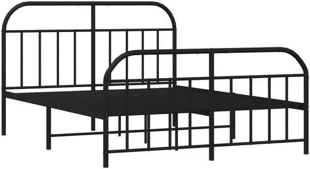 Alt view image 3 of 7 - vidaXL 12 Inch Black Queen Bed Frame with Headboard & Footboard, Sturdy Metal Platform Bed Frame & Slats, Extra Under Bed Storage, No Box Spring Needed, without Mattress