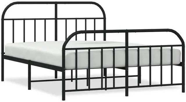 Alt view image 2 of 7 - vidaXL 12 Inch Black California King Bed Frame with Headboard & Footboard, Sturdy Metal Platform Bed Frame & Slats, Extra Under Bed Storage, No Box Spring Needed, without Mattress