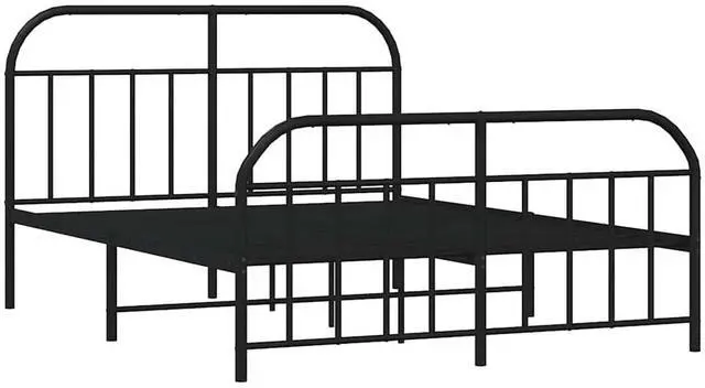 Alt view image 3 of 7 - vidaXL 12 Inch Black California King Bed Frame with Headboard & Footboard, Sturdy Metal Platform Bed Frame & Slats, Extra Under Bed Storage, No Box Spring Needed, without Mattress