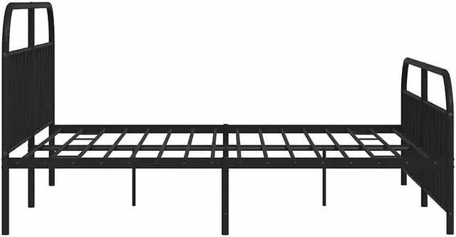 Alt view image 7 of 7 - vidaXL 12 Inch Black King Size Bed Frame with Headboard & Footboard, Sturdy Metal Platform Bed Frame & Slats, Extra Under Bed Storage, No Box Spring Needed, without Mattress