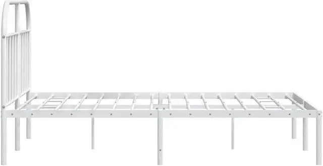 Alt view image 7 of 7 - vidaXL 12 Inch White Queen Bed Frame with Headboard, Sturdy Metal Platform Bed Frame & Slats, Extra Under Bed Storage, No Box Spring Needed, without Mattress