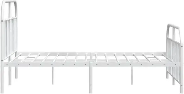 Alt view image 7 of 7 - vidaXL 12 Inch White Full Size Bed Frame with Headboard & Footboard, Sturdy Metal Platform Bed Frame & Slats, Extra Under Bed Storage, No Box Spring Needed, without Mattress