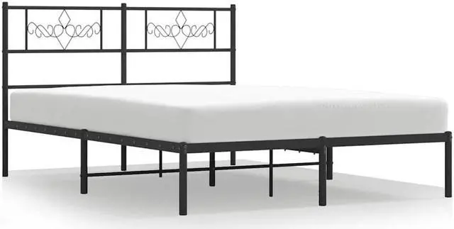 Alt view image 2 of 7 - vidaXL 12 Inch Modern Black Full Size Bed Frame with Headboard, Sturdy Metal Platform Bed Frame & Slats, Extra Under Bed Storage, No Box Spring Needed, without Mattress