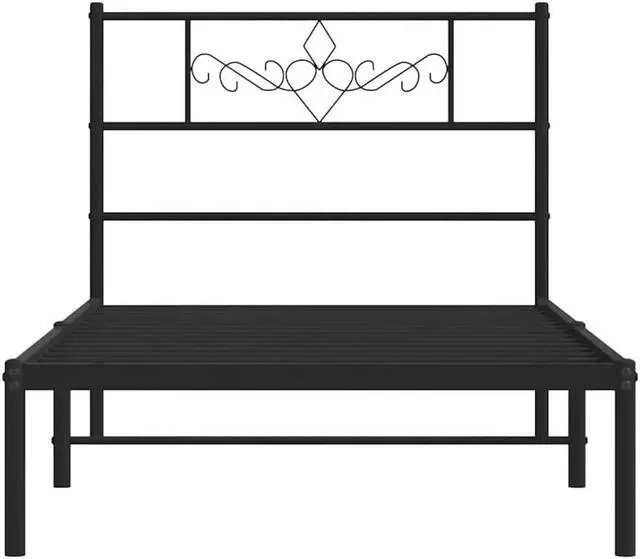 Alt view image 6 of 7 - vidaXL 12 Inch Modern Black Twin XL Bed Frame with Headboard, Sturdy Metal Platform Bed Frame & Slats, Extra Under Bed Storage, No Box Spring Needed, without Mattress