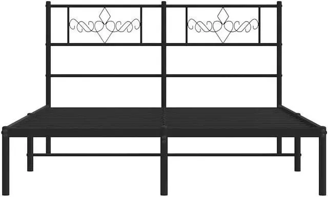 Alt view image 6 of 7 - vidaXL 12 Inch Modern Black Full Size Bed Frame with Headboard, Sturdy Metal Platform Bed Frame & Slats, Extra Under Bed Storage, No Box Spring Needed, without Mattress