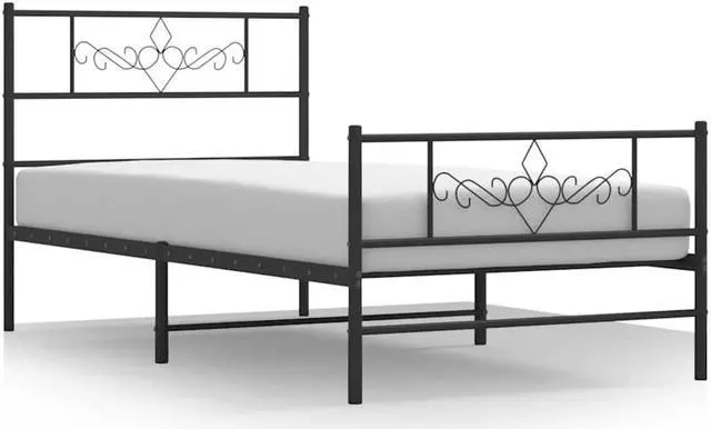 Alt view image 2 of 7 - vidaXL 12 Inch Modern Black Twin XL Bed Frame with Headboard & Footboard, Sturdy Metal Platform Bed Frame & Slats, Extra Under Bed Storage, No Box Spring Needed, without Mattress