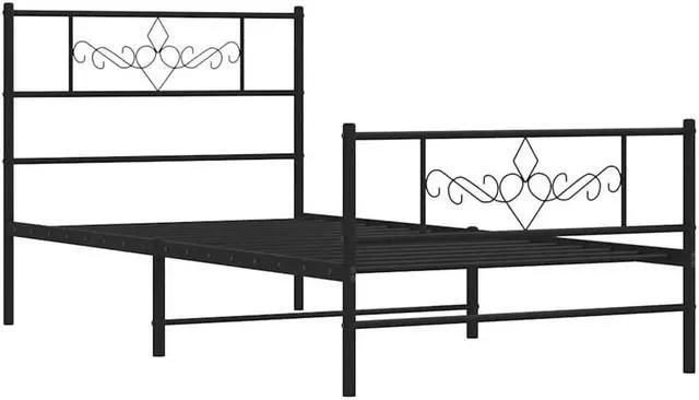 Alt view image 3 of 7 - vidaXL 12 Inch Modern Black Twin XL Bed Frame with Headboard & Footboard, Sturdy Metal Platform Bed Frame & Slats, Extra Under Bed Storage, No Box Spring Needed, without Mattress