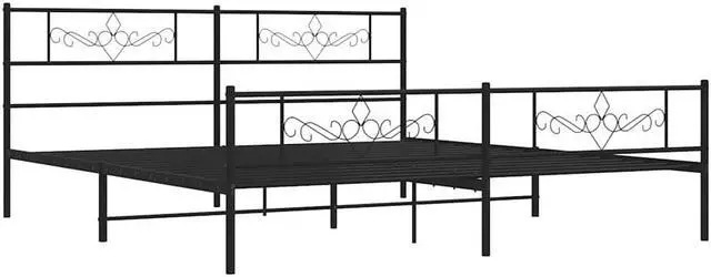 Alt view image 3 of 7 - vidaXL 12 Inch Modern Black California King Bed Frame with Headboard & Footboard, Sturdy Metal Platform Bed Frame & Slats, Extra Under Bed Storage, No Box Spring Needed, without Mattress