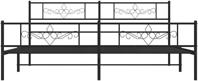 Alt view image 6 of 7 - vidaXL 12 Inch Modern Black California King Bed Frame with Headboard & Footboard, Sturdy Metal Platform Bed Frame & Slats, Extra Under Bed Storage, No Box Spring Needed, without Mattress