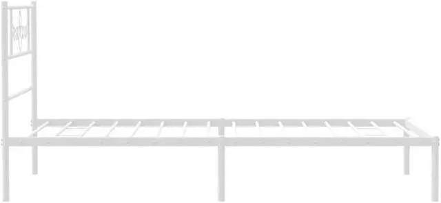 Alt view image 6 of 7 - vidaXL 12 Inch Modern White Twin Bed Frame with Headboard, Sturdy Metal Platform Bed Frame & Slats, Extra Under Bed Storage, No Box Spring Needed, without Mattress