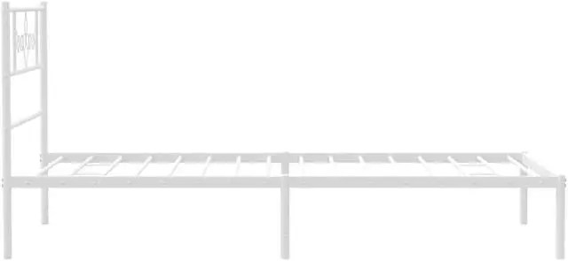 Alt view image 7 of 7 - vidaXL 12 Inch Modern White Twin Bed Frame with Headboard, Sturdy Metal Platform Bed Frame & Slats, Extra Under Bed Storage, No Box Spring Needed, without Mattress