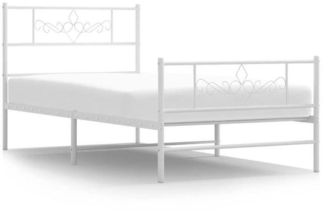 Alt view image 2 of 7 - vidaXL 12 Inch Modern White Twin Bed Frame with Headboard & Footboard, Sturdy Metal Platform Bed Frame & Slats, Extra Under Bed Storage, No Box Spring Needed, without Mattress