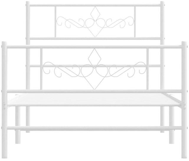 Alt view image 6 of 7 - vidaXL 12 Inch Modern White Twin Bed Frame with Headboard & Footboard, Sturdy Metal Platform Bed Frame & Slats, Extra Under Bed Storage, No Box Spring Needed, without Mattress
