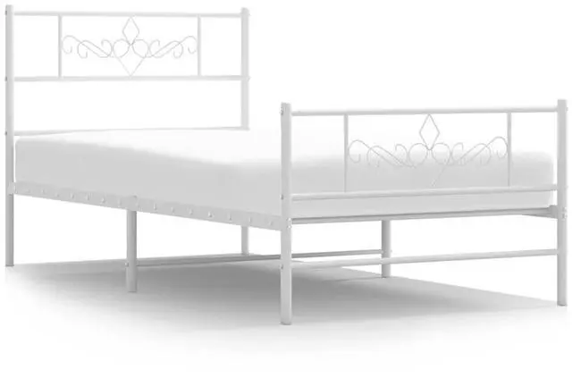 Alt view image 2 of 7 - vidaXL 12 Inch Modern White Twin XL Bed Frame with Headboard & Footboard, Sturdy Metal Platform Bed Frame & Slats, Extra Under Bed Storage, No Box Spring Needed, without Mattress