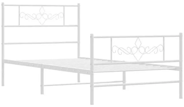 Alt view image 3 of 7 - vidaXL 12 Inch Modern White Twin XL Bed Frame with Headboard & Footboard, Sturdy Metal Platform Bed Frame & Slats, Extra Under Bed Storage, No Box Spring Needed, without Mattress
