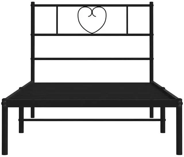 Alt view image 6 of 7 - vidaXL Twin XL Metal Bed Frame with Headboard and Stable Slats, Under Bed Storage Space, Sturdy Steel Construction and Easy Assembly, Minimalist Style, Black, 12'' High, without Mattress