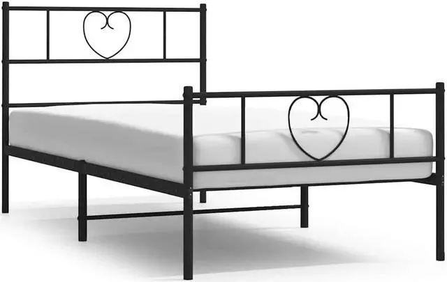 Alt view image 2 of 7 - vidaXL Twin Metal Bed Frame with Headboard and Footboard, Under Bed Storage Space, Sturdy Steel Construction and Easy Assembly, Minimalist Style, Black, 12'' High, without Mattress