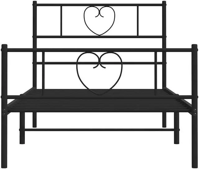 Alt view image 6 of 7 - vidaXL Twin Metal Bed Frame with Headboard and Footboard, Under Bed Storage Space, Sturdy Steel Construction and Easy Assembly, Minimalist Style, Black, 12'' High, without Mattress