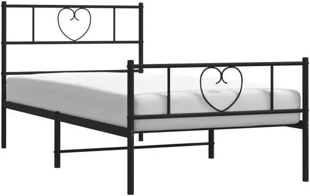 Alt view image 3 of 7 - vidaXL Twin XL Metal Bed Frame with Headboard and Footboard, Under Bed Storage Space, Sturdy Steel Construction and Easy Assembly, Minimalist Style, Black, 12'' High, without Mattress