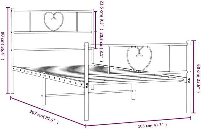 Alt view image 4 of 7 - vidaXL Twin XL Metal Bed Frame with Headboard and Footboard, Under Bed Storage Space, Sturdy Steel Construction and Easy Assembly, Minimalist Style, Black, 12'' High, without Mattress