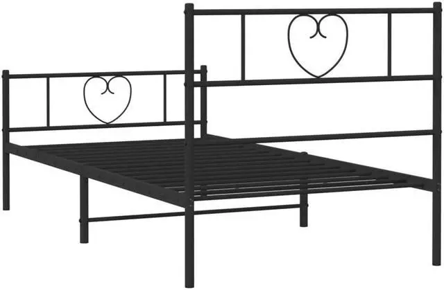 Alt view image 7 of 7 - vidaXL Twin XL Metal Bed Frame with Headboard and Footboard, Under Bed Storage Space, Sturdy Steel Construction and Easy Assembly, Minimalist Style, Black, 12'' High, without Mattress