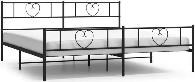 Alt view image 2 of 7 - vidaXL Califonia King Metal Bed Frame with Headboard and Footboard, Under Bed Storage Space, Sturdy Steel Construction and Easy Assembly, Minimalist Style, Black, 12'' High, without Mattress