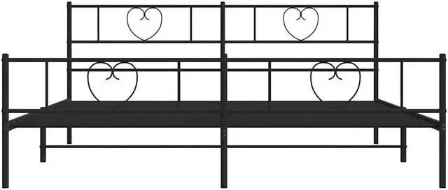 Alt view image 6 of 7 - vidaXL Califonia King Metal Bed Frame with Headboard and Footboard, Under Bed Storage Space, Sturdy Steel Construction and Easy Assembly, Minimalist Style, Black, 12'' High, without Mattress